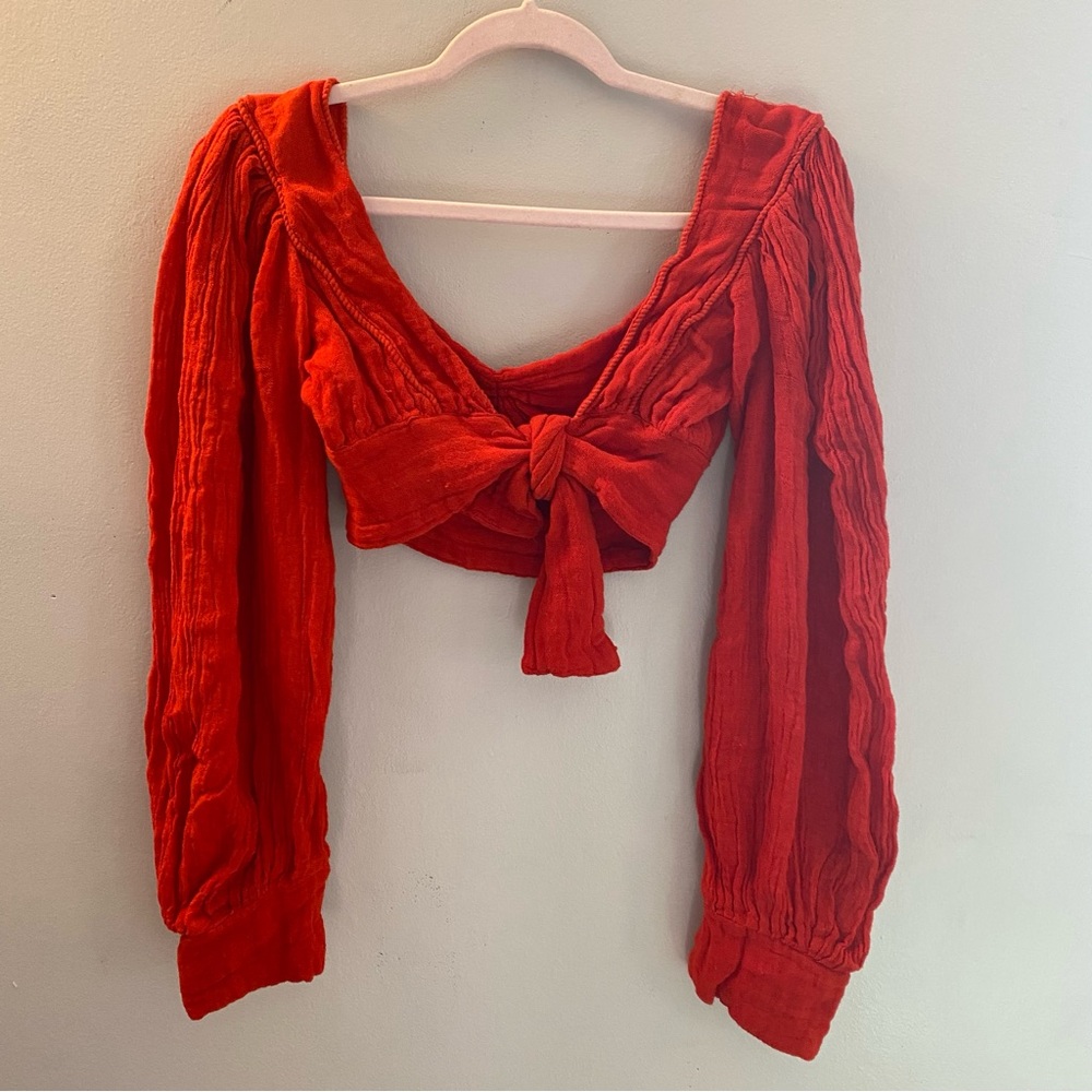 NWT Jens Pirate Booty Red Sunflower Crop Top XS